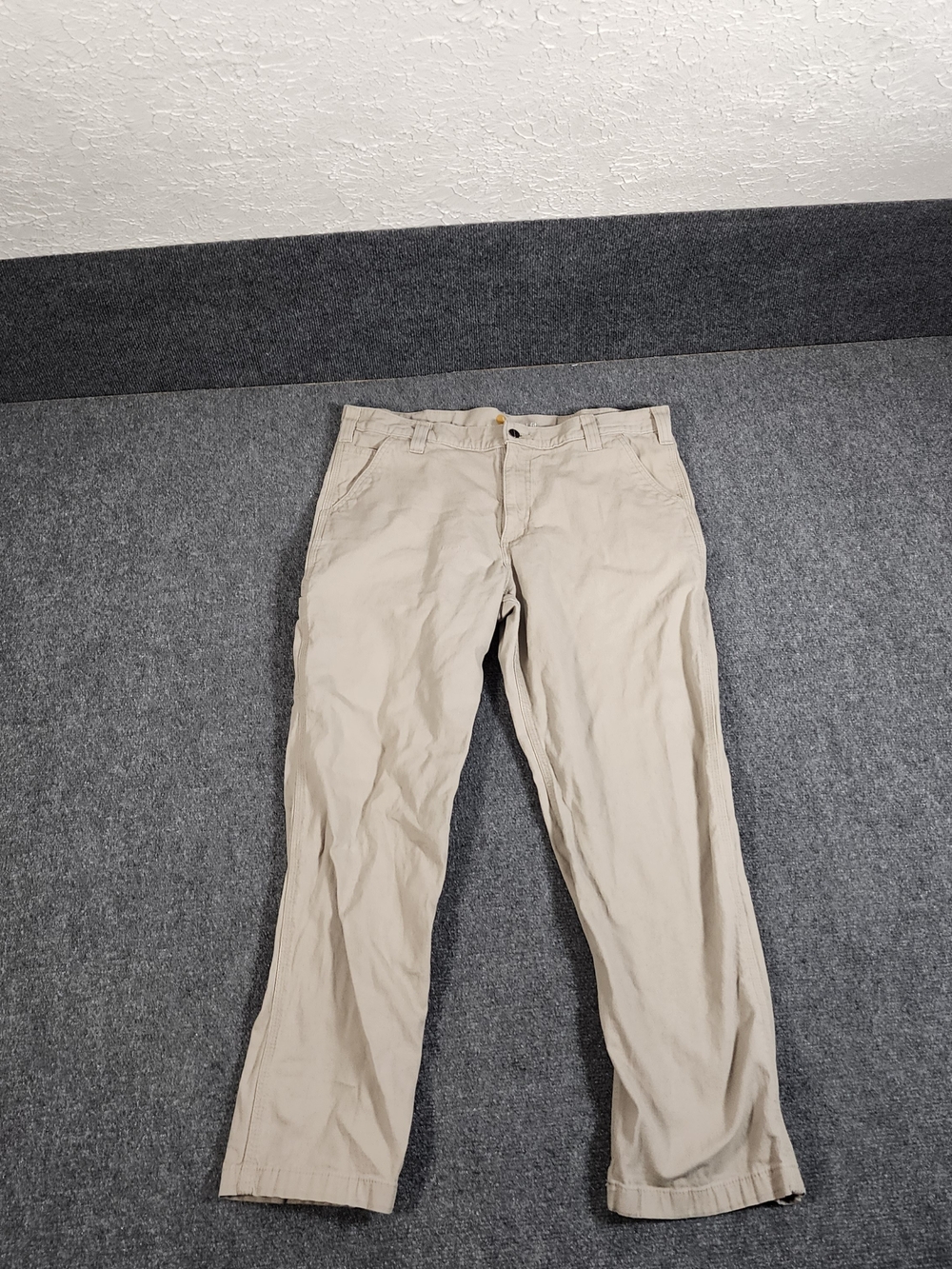Carhartt Relaxed Fit Beige Canvas Work Pants Straight Leg Men's 38
